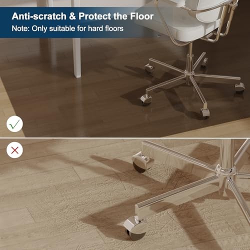 Area Mat for Hard Floors, 4'×6' Semi-Clear Black Vinyl Floor Protector for - Picture 3 of 8
