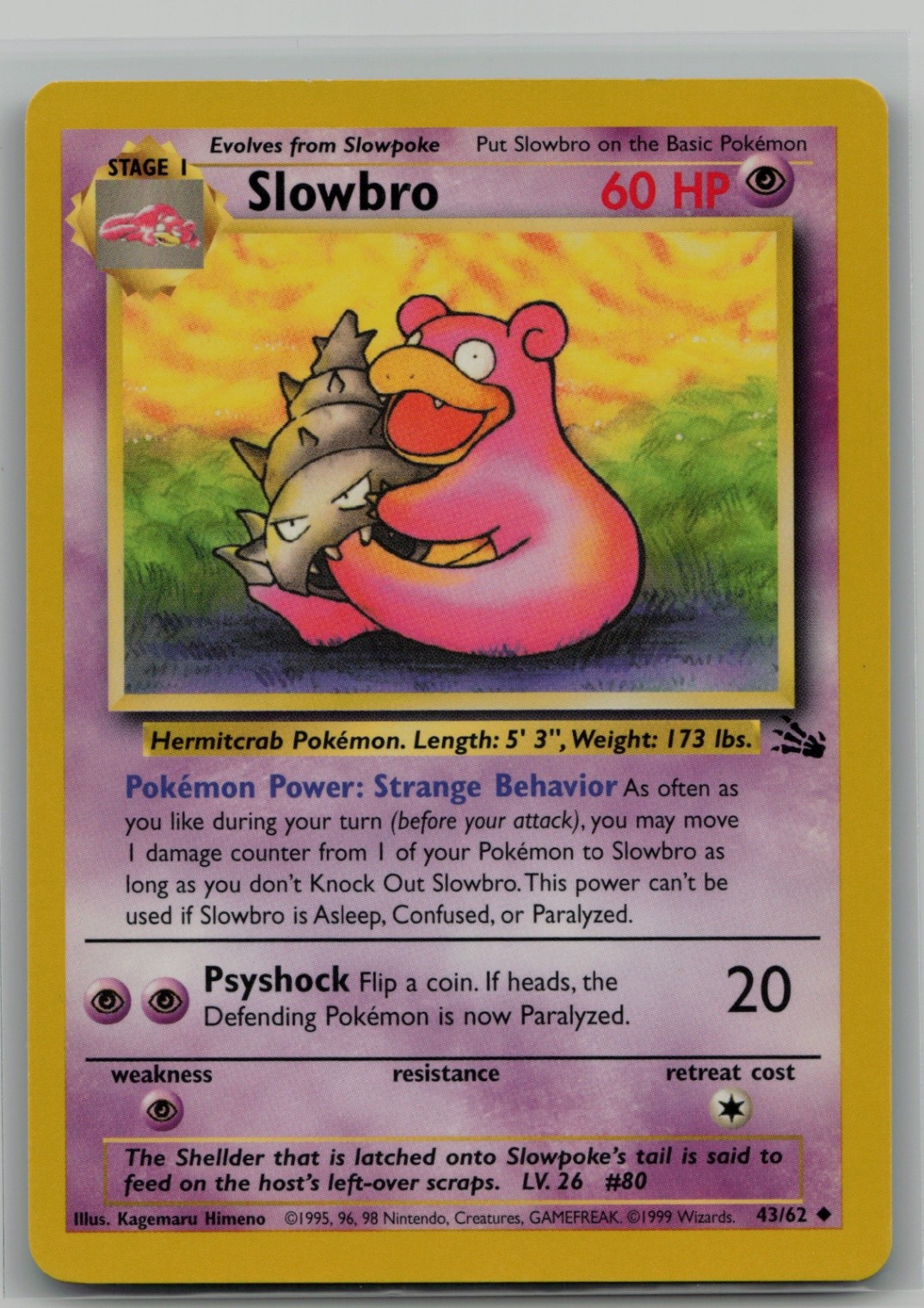 Slowbro Uncommon Fossil 43/62 NM