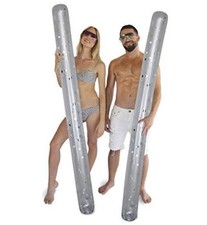 2 Pack Inflatable Jumbo Pool Noodles Floats - Premium Luxurious 74 Inch Silver