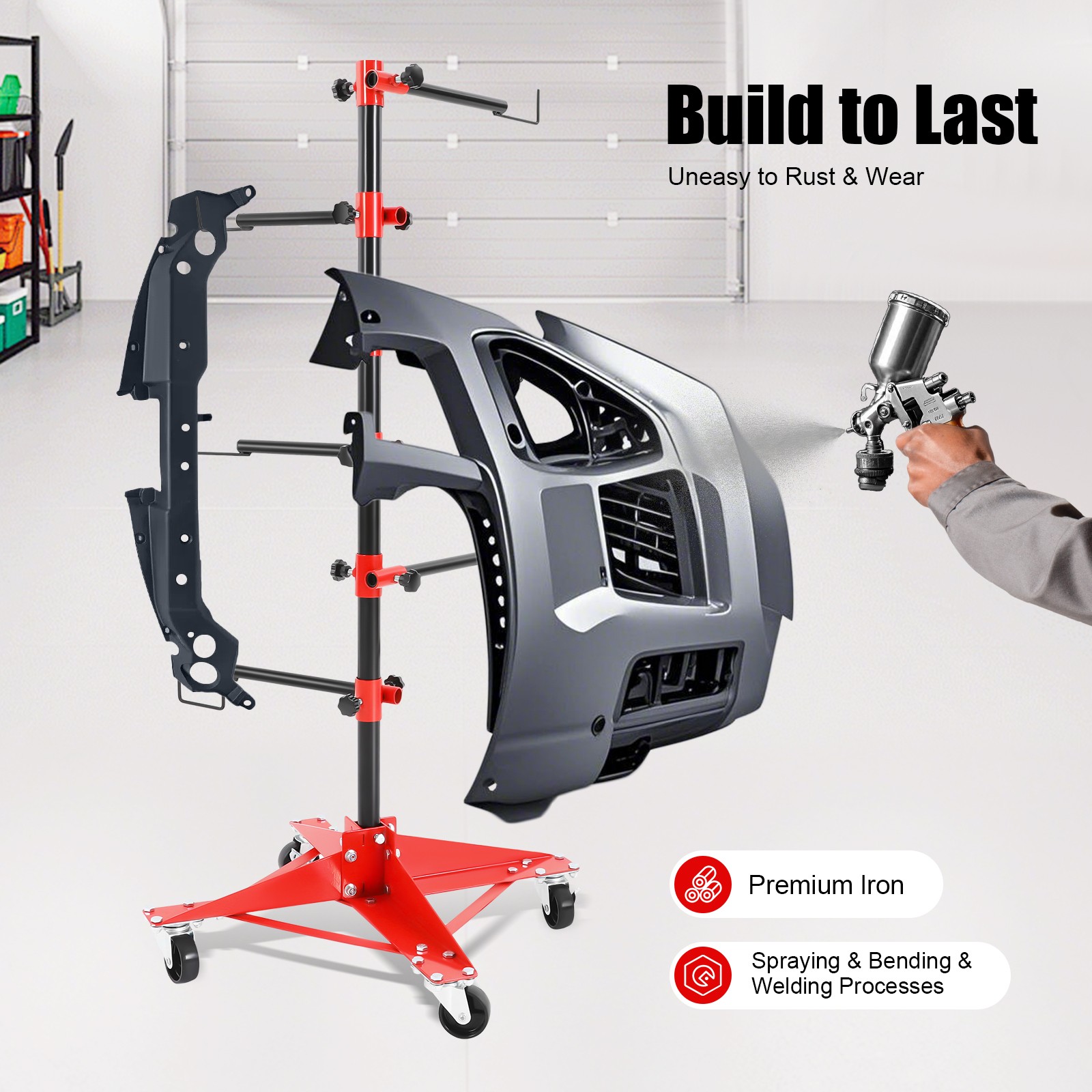 48" Rotating Bumper Hanger Stand Painting Car Repair Rack Tree Auto Body Shop