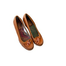 DOLCE & GABBANNA - VTG Classic D&G Orange Suede Bow Trim Wedge Heel Pumps 8.5