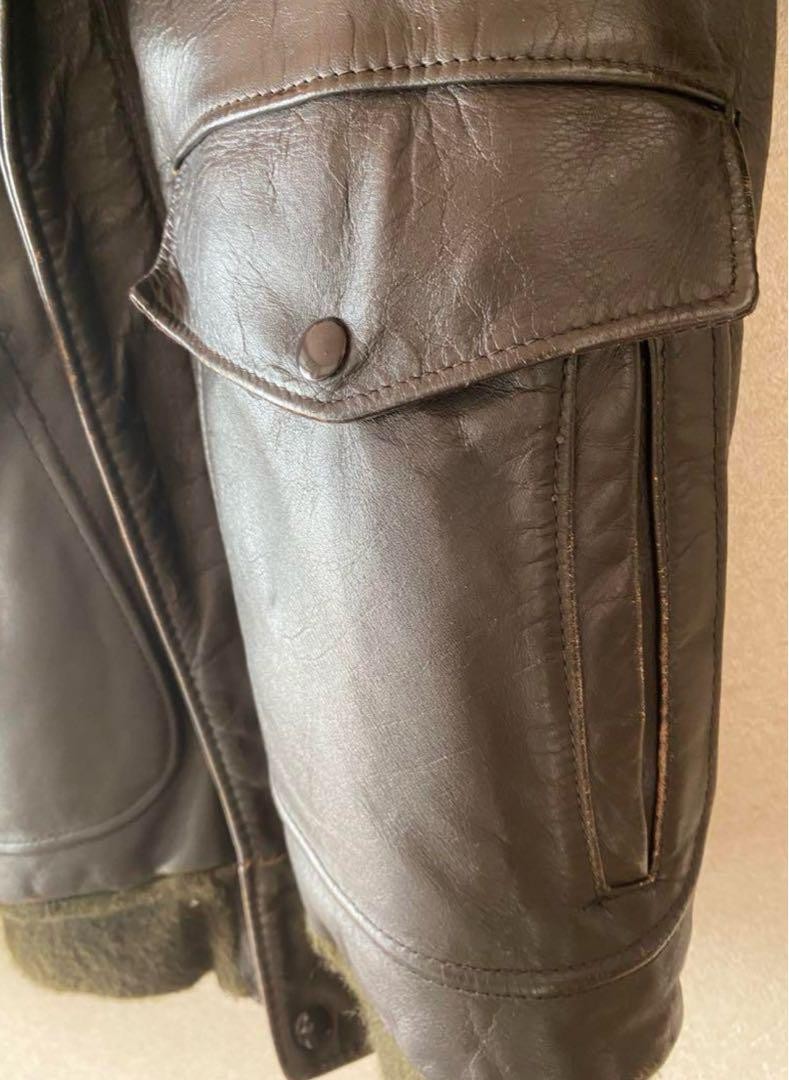 Schott 36 LONG IS674.MS G-1 A-2 collar boa Leather Jacket