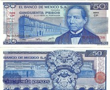 Mexico: $ 50 Pesos Juarez Jul 8,1976 El Banco de Mexico UNC.