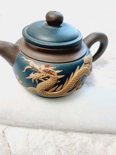 Teiera cinese Yixing Zisha argilla drago e fenice - Foto 2 di 12