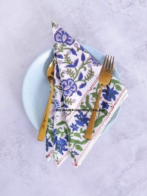 Cloth Napkins - Set of 12-100% Cotton Reusable Napkin - Hand Block Print Napkins
