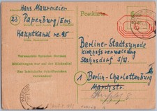 Papenburg 1946 nach Berlin Ganzsache Notausgabe Bremen P A18II Marke fehlt !