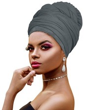 Ankara African Print Soft Headwraps Headband Long Hair Head Wrap 1pc Gray