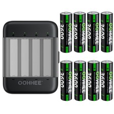 3600mWh 1.5V Rechargeable 8x AA Lithium Batteries with Thin Charging Storage Box