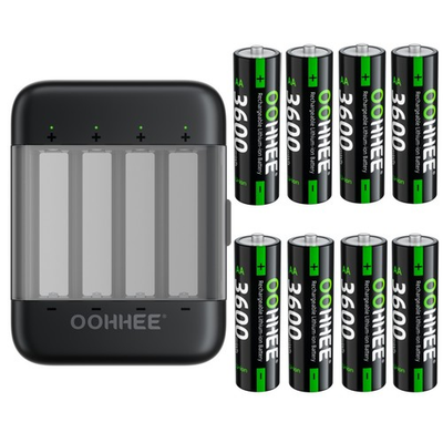 #ad 3600mWh 1.5V Rechargeable 8x AA Lithium Batteries with Thin Charging Storage Box $11.99