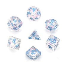 Foam Brain Assorted Inclusions Dice Poly Set - Iridescent Stars w/Blue 7 New