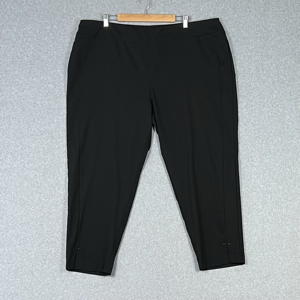 TS Taking Shape Pants Womens 20 L Plus Black Crop Pull On Tapered Cotton Nylon