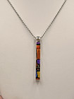 Vtg Sterling Rope Chain Necklace, Foil Glass Bar Pendant, 17.25 Grams 20” Long — photo 10