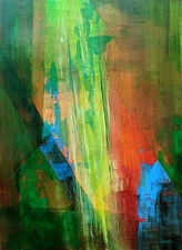 Original Art Abstract Acrylic Painting 9x12 on Art Paper. 'Core Glow'