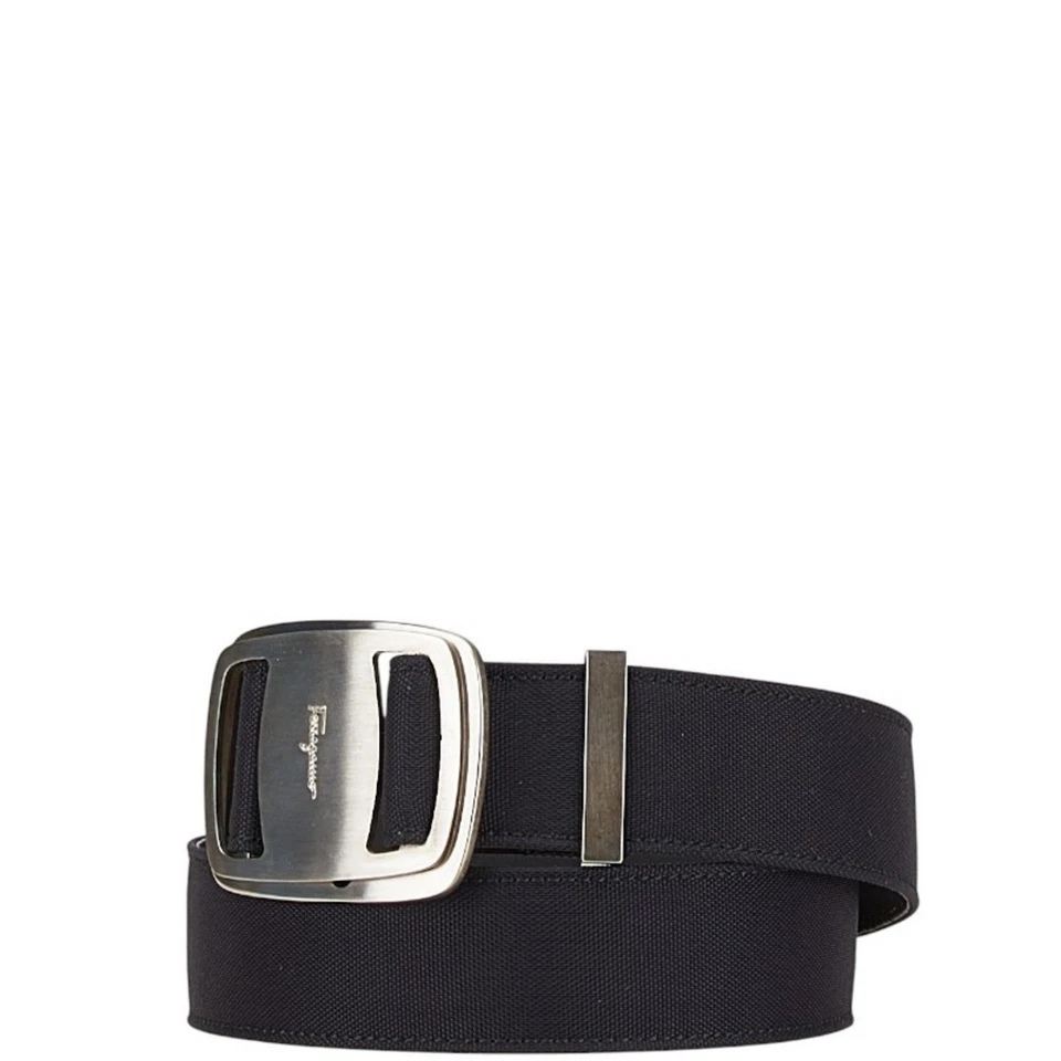 Cinturón Salvatore Ferragamo Vara Hebilla Talla: S Negro Plata Cuero Nailon Para Mujer Foto 2 de 4