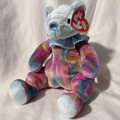 Ty Beanie Babies MARCH the Birthday Bear (7.5 Inch) Vintage Stuffed Animal Toy