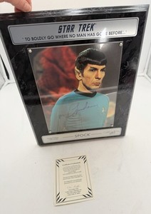 Limited Edition Star Trek Plaque Spock Signed By Leonard Nimoy 1592/5000 W/COA