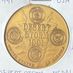 1991 U.S.A.DESERT STORM  DEDICATED TO THE MEN & WOMEN IN THE ALLIED FORCES MEDAL