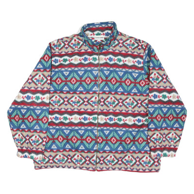 ALFRED DUNNER Herren Blau Und Rot Grün Blumen Outdoor Jacke L Polyester Mischung