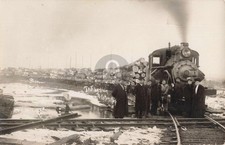 Railroad T & J Log train, Pellston MI Michigan 1907 RPPC Photo Postcard COPY