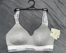 CALVIN KLEIN Women s Modern Cotton Lightly Lined GRAY Bralette Bra QF8504 Size M