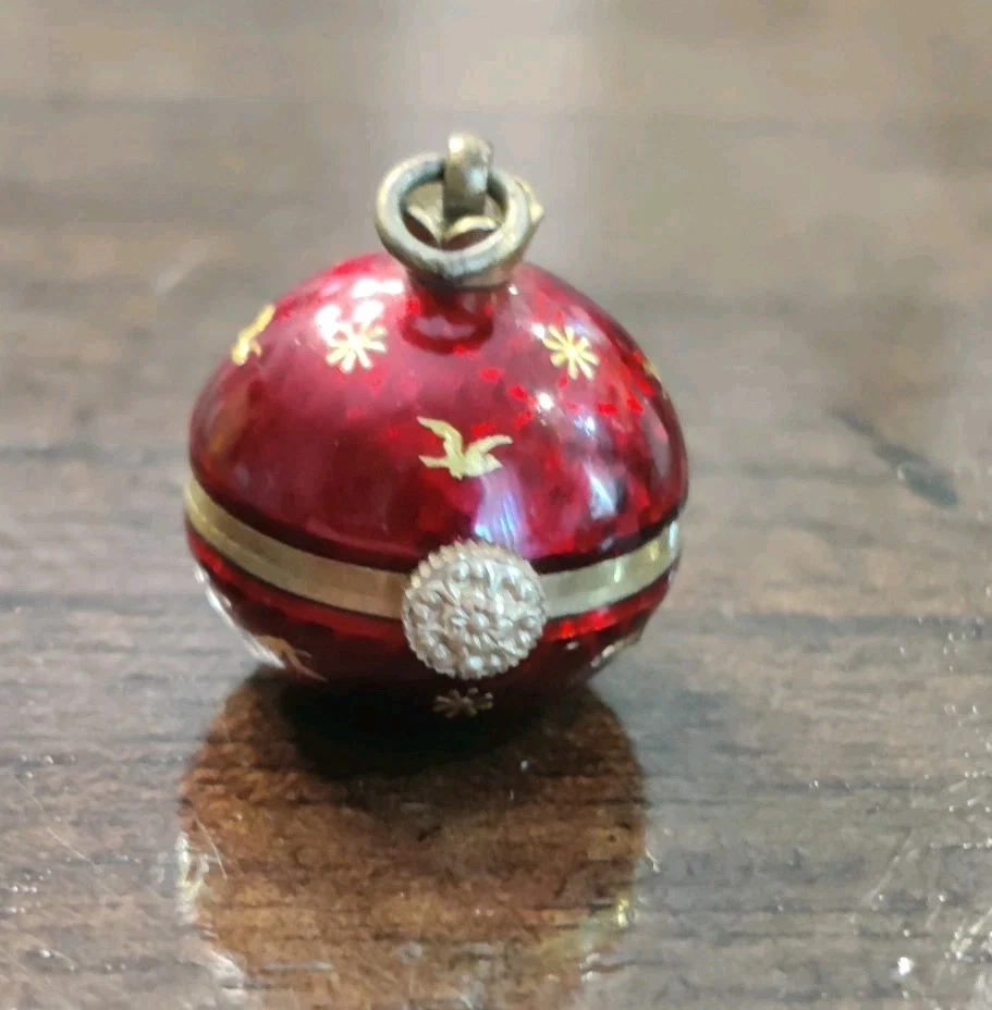 Reloj Colgante Atlanta Geneve Hecho en Suiza Orbe Esmalte Rojo Pintado a Mano Pájaros Dorados Foto 2 de 4