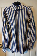 POLO Ralph Lauren Mens 16 L REGENT Classic Fit Stripd Blue Long Slv Dress Shirt