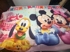 Mickey and Minnie Mouse-Themed Happy Birthday Party Backdrop Banner 6ft x 4ft
