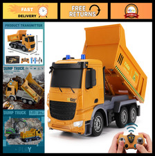 Remote Control Dump Truck Toy - RC Construction Vehicle with Lights, Gift for Ki