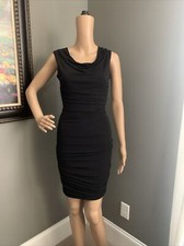 Intermission Little Black Ruched Dress Sz 4 Bodycon Slimming Stretch Sheath