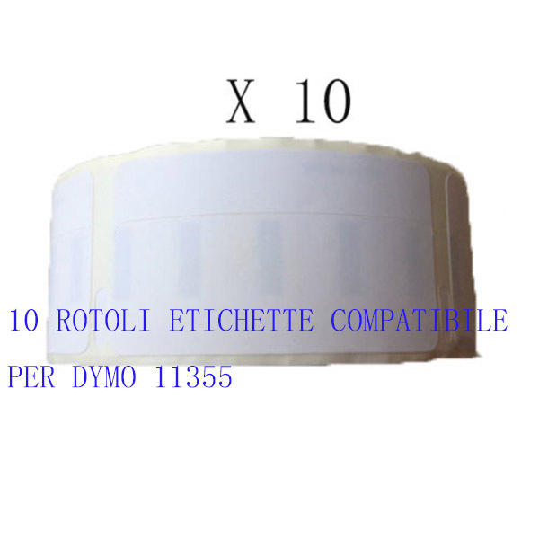 10 XEtichette Compatibili per DYMO 11355  19mmX51mm S0722550 LABELWRITER 400 450