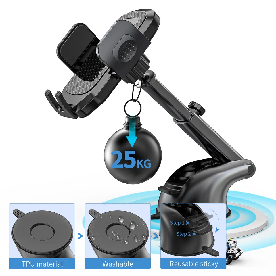 360° Universal Phone Holder Car Mount For iPhone 16e 15 Pro Max 14 Plus 13 12 11 - Image 3 of 4