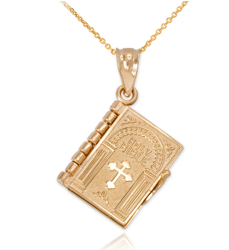 Collar Colgante Libro Santa Biblia - Oración Religiosa Escritura Cristiana Foto 2 de 4