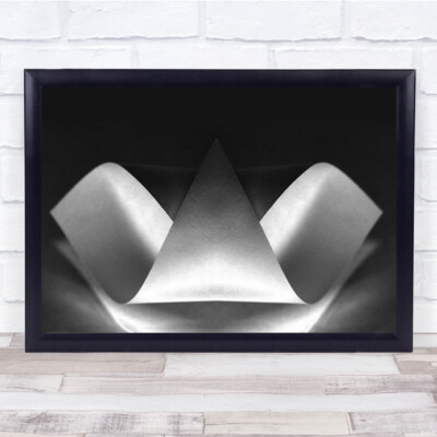 Rolled Paper Light Monochrome Shadow Abstract Shapes Geometry B&W Wall Art Print