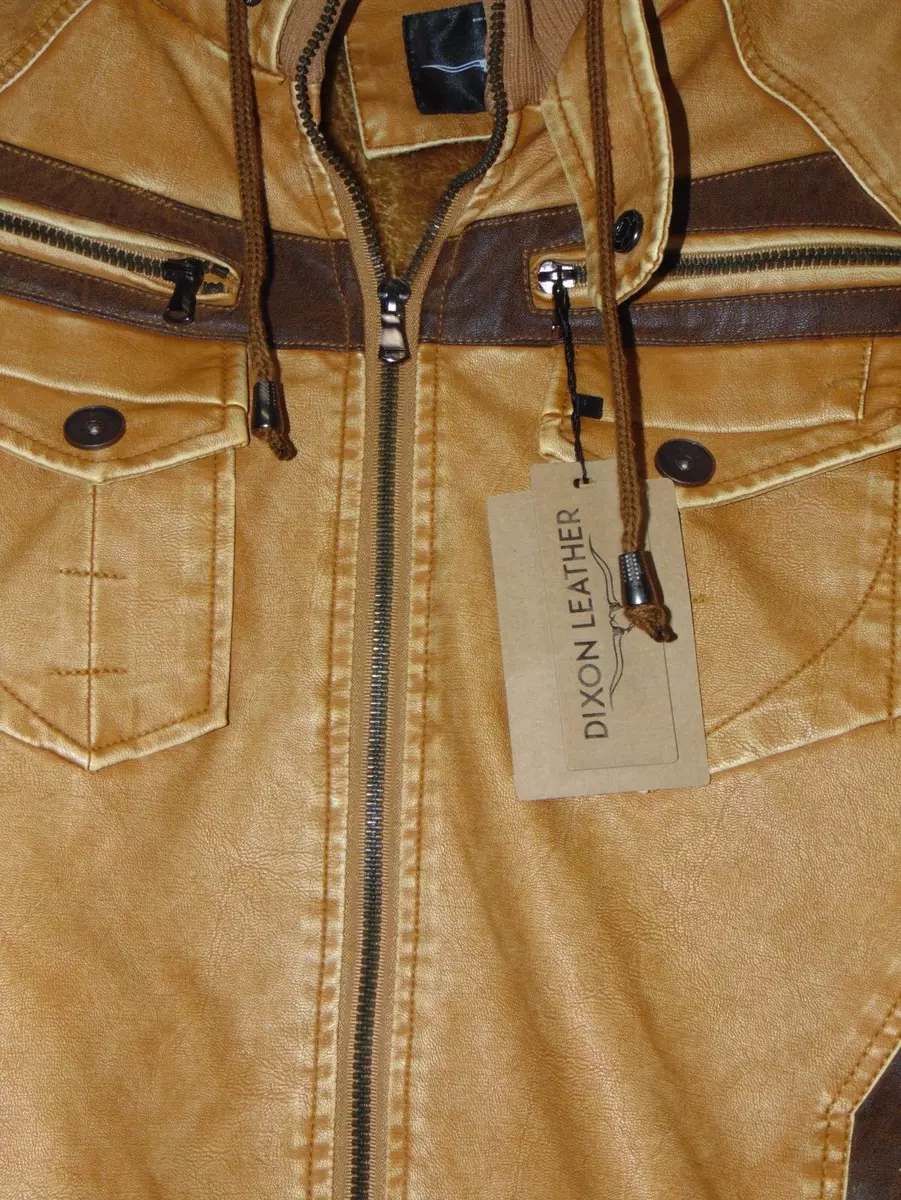 Mens Dixon Faux Leather Jacket Tan Faux Leather Motorcycle Jacket
