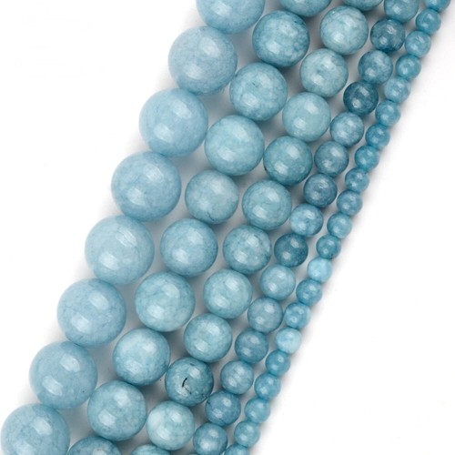 Aquamarines Stone Bead Round Spacer Loose Beads DIY Bracelet Jewelry 4-12mm 15'' - Picture 5 of 12
