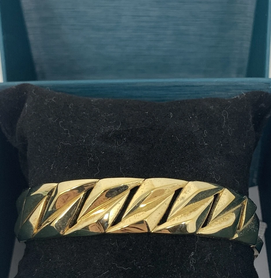 Roberto Coin Sterling Silver Bracelet Flex Cuff Vermeil TFS 5/8" Wide - Image 3 of 4