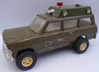 VINTAGE TONKA JEEP WAGONEER US ARMY MILITARY RESCUE GREEN PLAY WORN