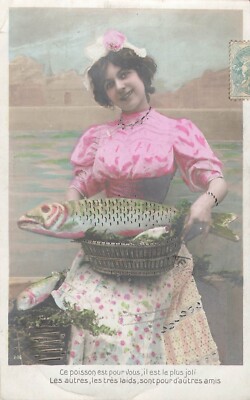 CP DIESER FISCH IST FÜR SIE ... FRAU KOPFSCHMUCK KORB - 25147