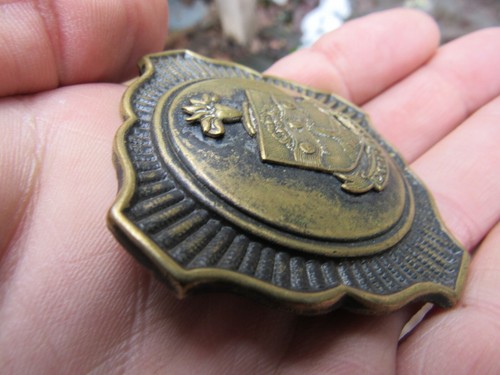 Fibbia cintura vintage COAT OF ARMS Edimburgo Scozia araldica ottone RARA VG+ - Foto 2 di 4