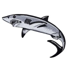 Shark Applique Patch - Great White Shark Mako Ocean Badge 3-3/8" (Iron on)