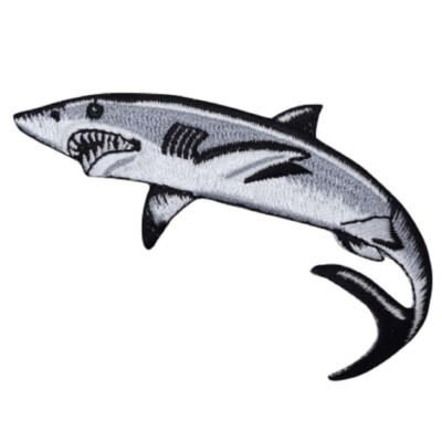 Shark Applique Patch Great White Shark Mako Ocean Badge 3-3/8