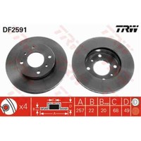 Trw 2X Bremsscheibe Vorne 257 BelüFtet FüR Nissan Almera Ii Hatchback