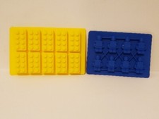 Lego Silicone Jello Molds Yellow Bricks And Blue Mini Figures Candy Ice Baking