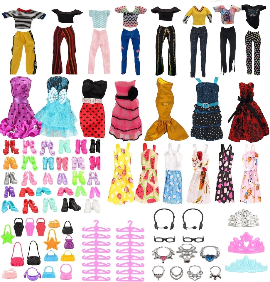 Nimeto 65-teiliges Set – Kleidung und Zubehör für Puppen im Barbie-Stil