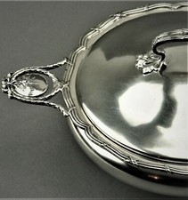 Terrine 800er Silber Wolfers Freres Belgien 1890 Deckelschale Kreuzband (P10)
