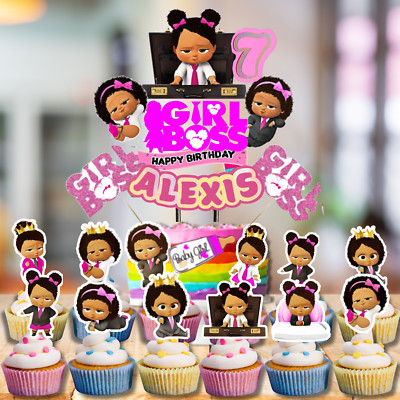 Black Girl Baby Boss Cake Topper happy birthday party supplies decoration event