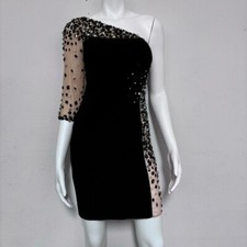 Sherri Hill Black One Shoulder Dress Size 4