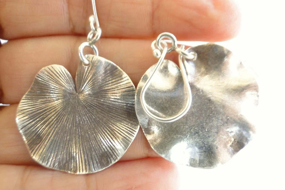 Lotus Leaf Handmade Thai Hill 925 Sterling Silver Earrings - Image 3 of 3