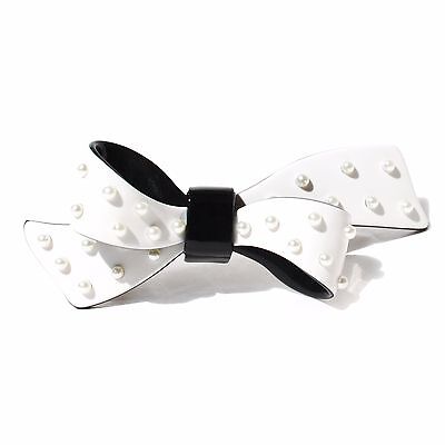 Moliabal Milano Barrette Hair Accessory White BowPearl Accents 