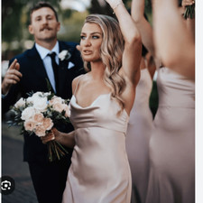 NWT Jenny Yoo ADELE Prosecco Luxe Satin Midi Dress Size 18